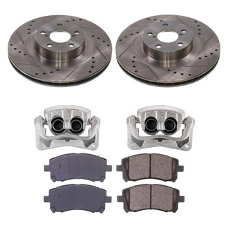 Callahan Brake Parts® - Drilled and Slotted Front Brake Kit with Calipers