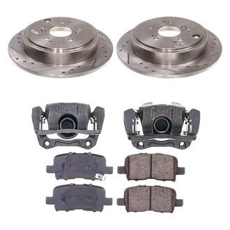 Callahan Brake Parts® - Drilled and Slotted Rear Brake Kit with Calipers