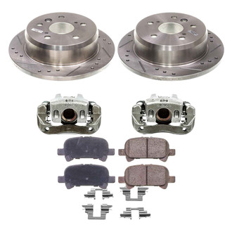 Callahan Brake Parts® - Drilled and Slotted Rear Brake Kit with Calipers