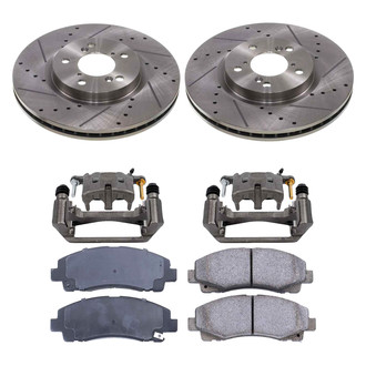Callahan Brake Parts® - Drilled and Slotted Front Brake Kit with Calipers
