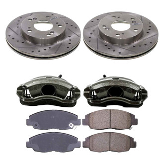 Callahan Brake Parts® - Drilled and Slotted Front Brake Kit with Calipers