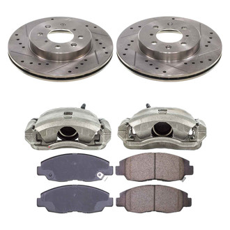 Callahan Brake Parts® - Drilled and Slotted Front Brake Kit with Calipers