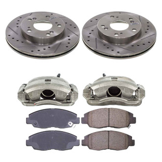 Callahan Brake Parts® - Drilled and Slotted Front Brake Kit with Calipers