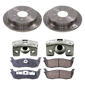 Callahan Brake Parts® - Drilled and Slotted Rear Brake Kit with Calipers