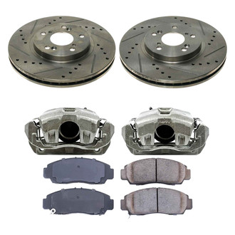 Callahan Brake Parts® - Drilled and Slotted Front Brake Kit with Calipers