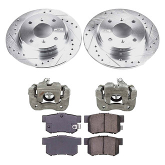 Callahan Brake Parts® - Drilled and Slotted Rear Brake Kit with Calipers
