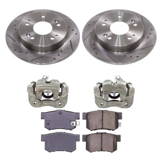 Callahan Brake Parts® - Drilled and Slotted Rear Brake Kit with Calipers