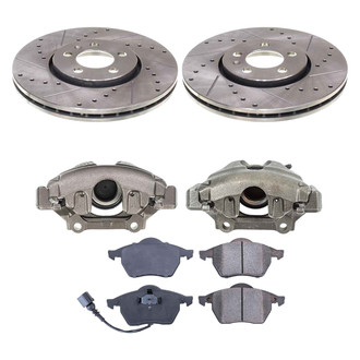 Callahan Brake Parts® - Drilled and Slotted Front Brake Kit with Calipers