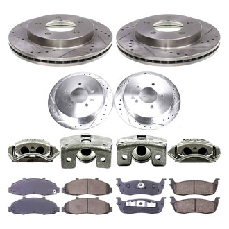 Callahan Brake Parts® - Drilled and Slotted Front and Rear Brake Kit with Calipers