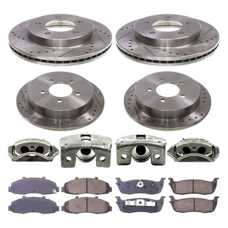Callahan Brake Parts® - Drilled and Slotted Front and Rear Brake Kit with Calipers