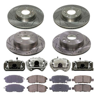 Callahan Brake Parts® - Drilled and Slotted Front and Rear Brake Kit with Calipers