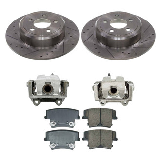 Callahan Brake Parts® - Drilled and Slotted Rear Brake Kit with Calipers