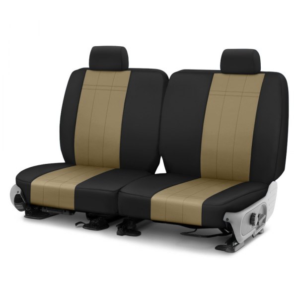  CalTrend® - Cordura 1st Row Beige & Black Custom Seat Covers