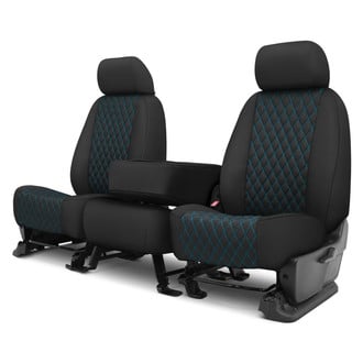 CalTrend® - Diamond Quilted 1st Row Black & Electric Blue Stitching Custom Seat Covers