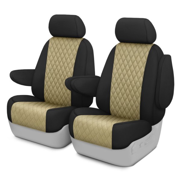  CalTrend® - Diamond Quilted 3rd Row Black & Beige Custom Seat Covers