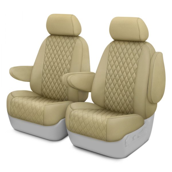  CalTrend® - Diamond Quilted 1st Row Beige Custom Seat Covers