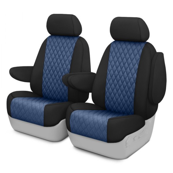  CalTrend® - Diamond Quilted 1st Row Black & Blue Custom Seat Covers