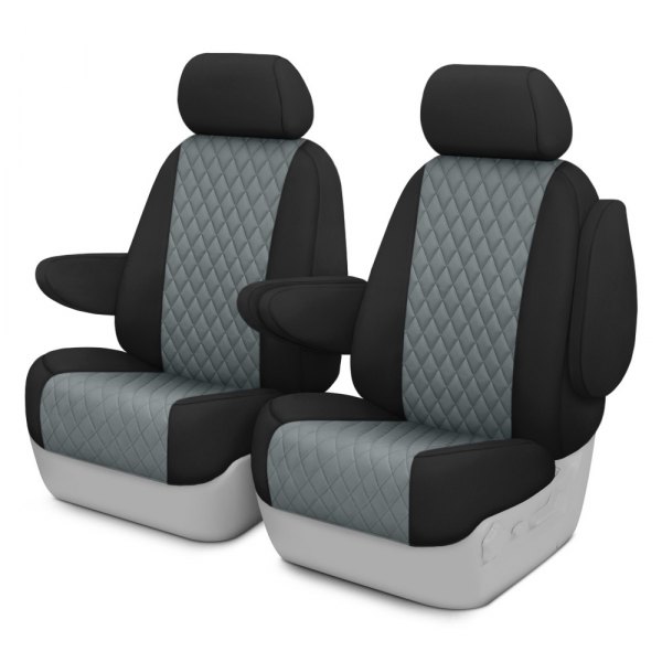  CalTrend® - Diamond Quilted 1st Row Black & Charcoal Custom Seat Covers