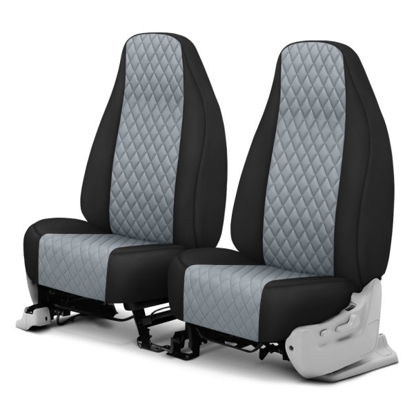  CalTrend® - Diamond Quilted 1st Row Black & Light Gray Custom Seat Covers