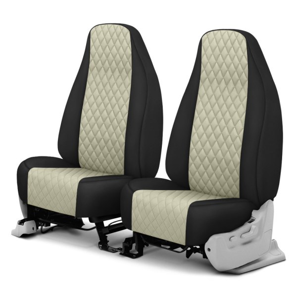  CalTrend® - Diamond Quilted 1st Row Black & Sandstone Custom Seat Covers