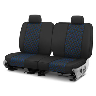 CalTrend® - Diamond Quilted 2nd Row Black & Blue Stitching Custom Seat Covers