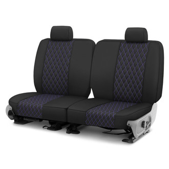 CalTrend® - Diamond Quilted 2nd Row Black & Purple Stitching Custom Seat Covers