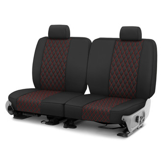 CalTrend® - Diamond Quilted 2nd Row Black & Red Stitching Custom Seat Covers