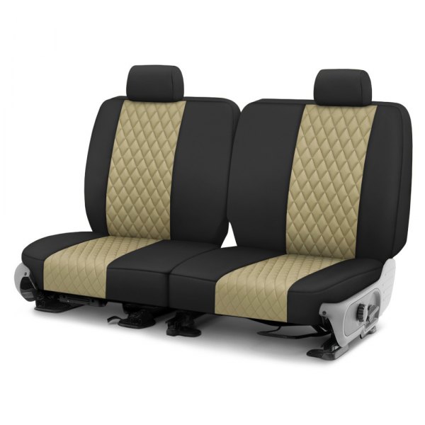  CalTrend® - Diamond Quilted 2nd Row Black & Beige Custom Seat Covers
