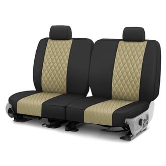 CalTrend® - Diamond Quilted 2nd Row Black & Beige Custom Seat Covers