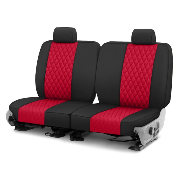  CalTrend® - Diamond Quilted 1st Row Black & Red Custom Seat Covers