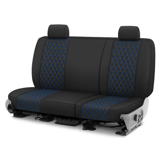 CalTrend® - Diamond Quilted 2nd Row Black & Blue Stitching Custom Seat Covers