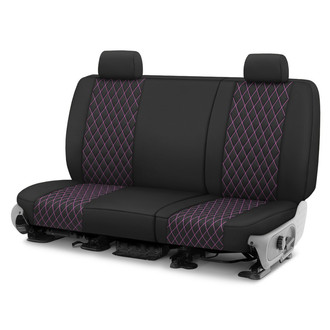 CalTrend® - Diamond Quilted 2nd Row Black & Pink Stitching Custom Seat Covers