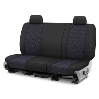CalTrend® - Diamond Quilted 2nd Row Black & Purple Stitching Custom Seat Covers