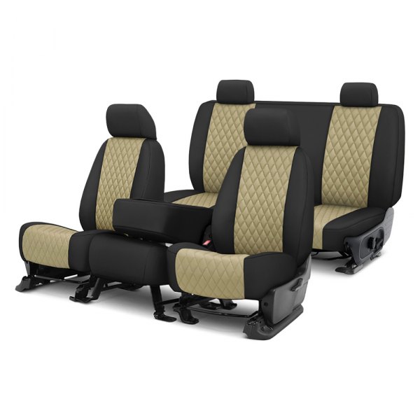 CalTrend® - Diamond Quilted Black & Beige Custom Seat Covers