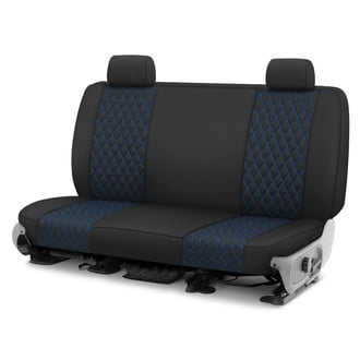 CalTrend® - Diamond Quilted 3rd Row Black & Blue Stitching Custom Seat Covers
