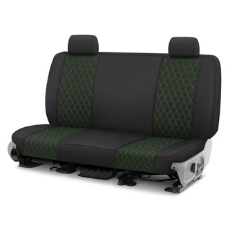 CalTrend® - Diamond Quilted 3rd Row Black & Green Stitching Custom Seat Covers