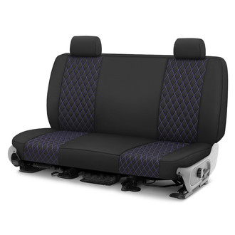 CalTrend® - Diamond Quilted 3rd Row Black & Purple Stitching Custom Seat Covers