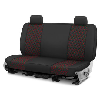 CalTrend® - Diamond Quilted 3rd Row Black & Red Stitching Custom Seat Covers