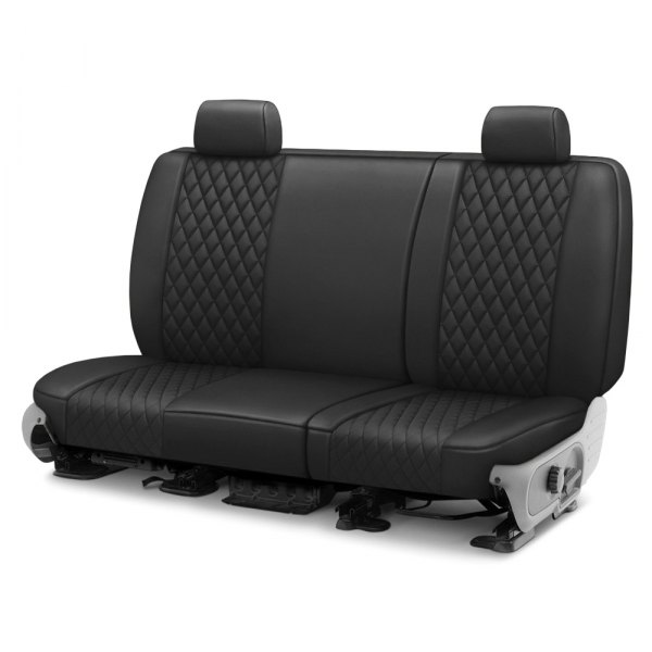  CalTrend® - Faux Leather Diamond Shield Quilted 3rd Row Black & Black Custom Seat Covers