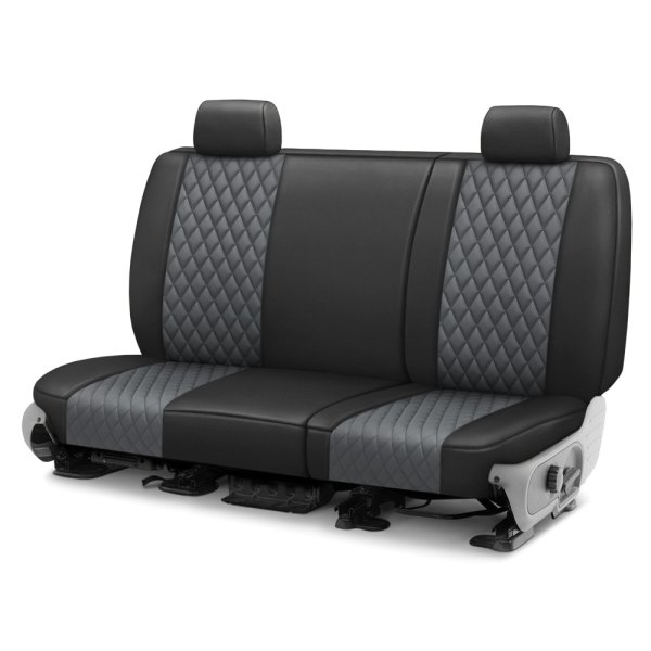  CalTrend® - Faux Leather Diamond Shield Quilted 3rd Row Black & Charcoal Custom Seat Covers