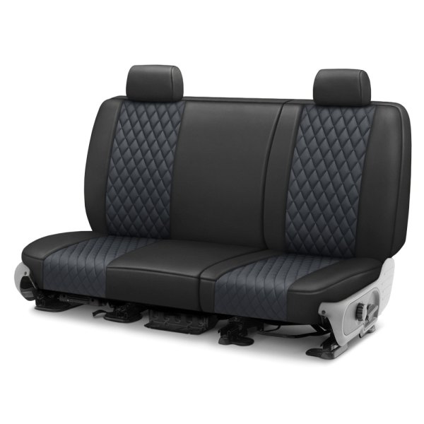  CalTrend® - Faux Leather Diamond Shield Quilted 3rd Row Black & Dark Gray Custom Seat Covers