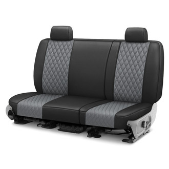 CalTrend® - Faux Leather Diamond Shield Quilted 2nd Row Black & Light Gray Custom Seat Covers