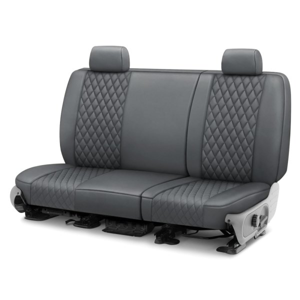  CalTrend® - Faux Leather Diamond Shield Quilted 3rd Row Charcoal Custom Seat Covers