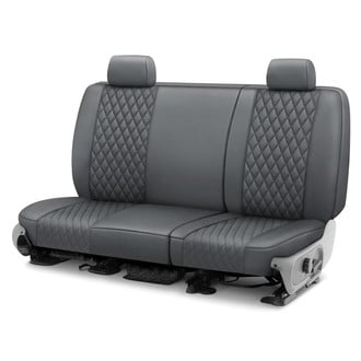 CalTrend® - Faux Leather Diamond Shield Quilted 2nd Row Charcoal Custom Seat Covers