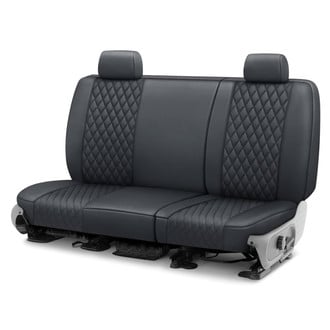 CalTrend® - Faux Leather Diamond Shield Quilted 2nd Row Dark Gray Custom Seat Covers