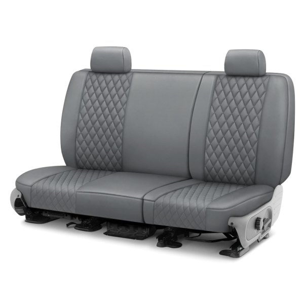  CalTrend® - Faux Leather Diamond Shield Quilted 3rd Row Light Gray Custom Seat Covers