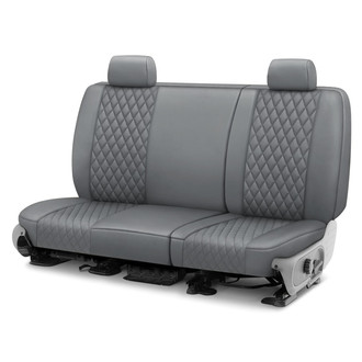 CalTrend® - Faux Leather Diamond Shield Quilted 2nd Row Light Gray Custom Seat Covers