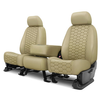 CalTrend® - Faux Leather Hex Quilted 1st Row Beige Custom Seat Covers