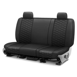 CalTrend® - Faux Leather Hex Quilted 2nd Row Black & Black Custom Seat Covers