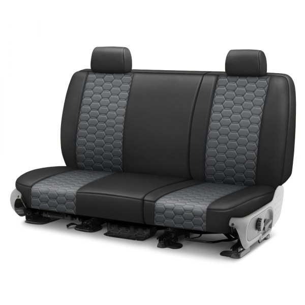  CalTrend® - Faux Leather Hex Quilted 3rd Row Black & Charcoal Custom Seat Covers
